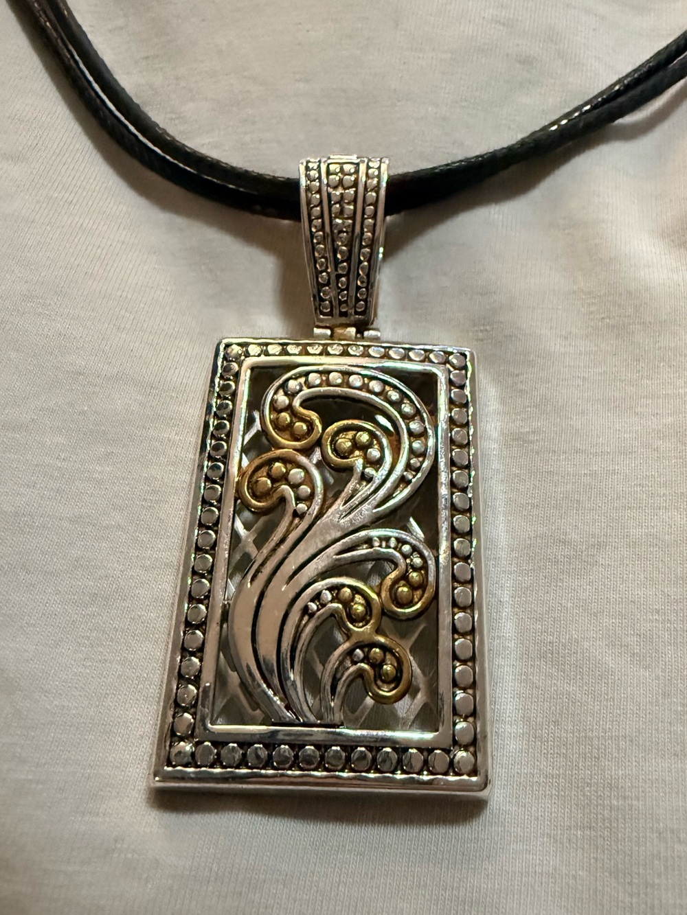 Vintage Premier Designs Filigree Two Tone Enhancer Pendant Necklace